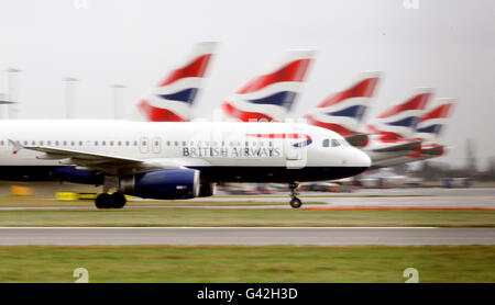British Airways stock. British Airways planes on the tarmac at Heathrow Airport. Stock Photo
