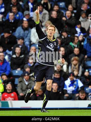 Tottenham Hotspur's Peter Crouch celebrates after scoring his side's first goal of the game Stock Photo