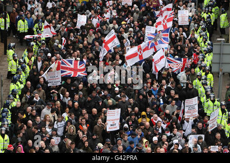 EDL demonstration in Luton Stock Photo