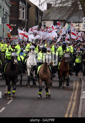 EDL demonstration in Luton Stock Photo