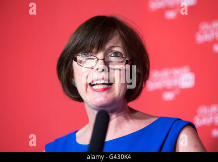 Francis O'Grady,General secretary of the Trade Union Congress,gives a speech on why we should remain in the EU. Stock Photo