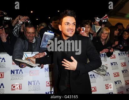 Peter Andre arriving for the 2011 National Television Awards at the O2 Arena, London. Stock Photo