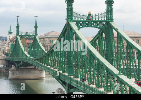 Budapest bridge, view of the Szabadsag - or Liberty - Bridge in Budapest, Hungary. Stock Photo