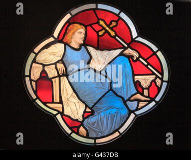 Personification of Faith- Henry Holiday, sacred stained glass panel at the V&A Museum, South Kensington, SW7 London, England, UK Stock Photo
