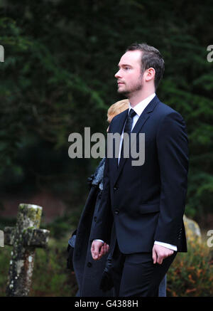 Mandatory credit: Michael Lloyd/Bristol Evening Post. Joanna Yeates' boyfriend Greg Reardon attends her funeral at St Marks Church, Ampfield, Hampshire. Stock Photo