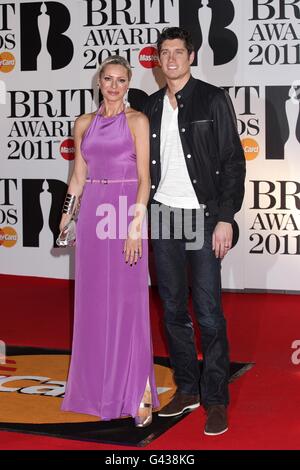 Tess Daly and Vernon Kay arriving for the 2011 Brit Awards at the O2 Arena, London. Stock Photo