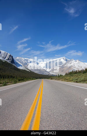Desolate Icefields Parkway / Highway 93 in the Jasper National Park, Alberta, Canada Stock Photo