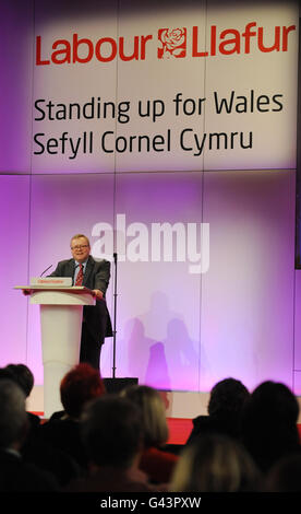 Labour Party General Secretary Ray Collins addresses the Welsh Labour Party Spring Conference at the Venue Cymru, Llandudno. Stock Photo