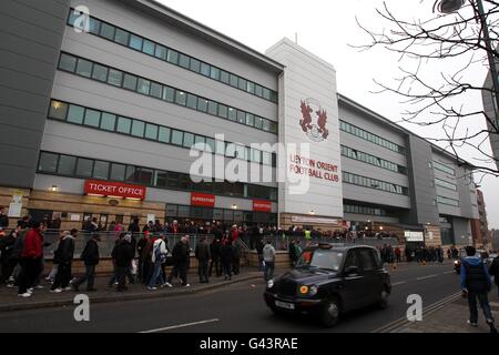 Soccer - FA Cup - Fifth Round - Leyton Orient v Arsenal - Matchroom Stadium. General view of fans outside the Matchroom Stadium, home of Leyton Orient Stock Photo