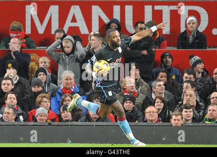 Aston Villa's Darren Bent celebrates scoring their only goal Stock Photo