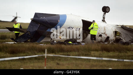 The scene at Cork Airport where six people died today and six others were injured after a plane crashed in fog. Stock Photo