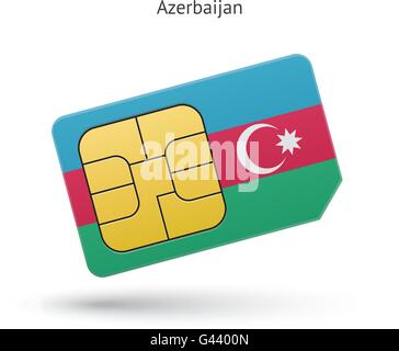 Azerbaijan mobile phone sim card with flag. Stock Vector