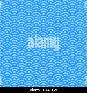 Light blue waves, japanese pattern Stock Vector