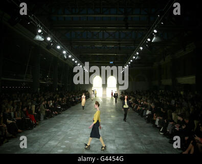 Unique Catwalk - London Fashion Week. Models on the catwalk during the Unique Catwalk show, Topshop Venue, London, as part of London Fashion Week. Stock Photo