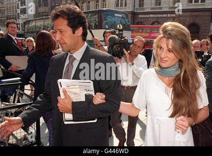 Former Pakistan cricket captain Imran Khan and wife Jemima arrive at the High Court in London today (Friday) where he is defending a libel suit against former England cricketers Ian Botham and Allan Lamb. Photo by Neil Munns/PA Stock Photo