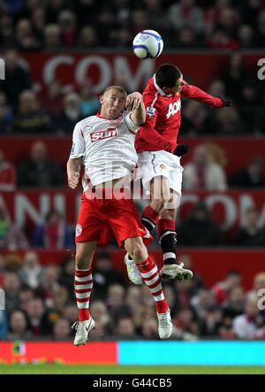 Manchester United's Javier Hernandez (right) celebrates scoring his ...