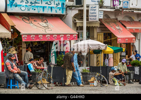 Restaurant and food store, Medina old town Tangier. Morocco Africa Stock Photo