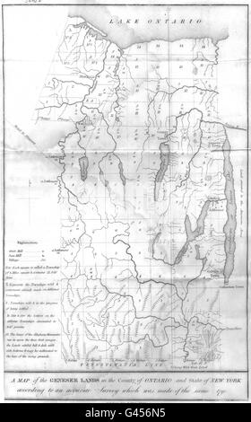 NEW YORK STATE: Genesee Geneseo Ontario. Rochester 1790., 1849 antique map Stock Photo