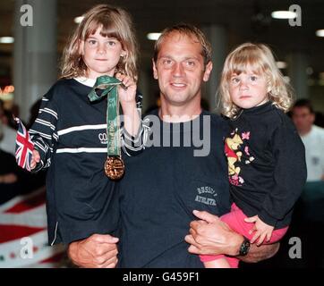 Rower Steve Redgrave returns from the Sydney Olympics with his fifth ...