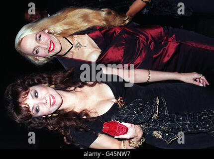 Texan Model Jerry Hall (right) married to Mick Jagger former Rolling Stones singer arrives with model Marie Helvin at the Porchester Hall in Bayswater, London for a Gala eveningto Mark the 40th Aniversary of the Royal Court Thgeatre. Photo by Adam Butler/PA Stock Photo