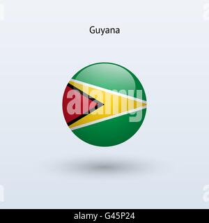 Guyana round flag. Vector illustration. Stock Vector