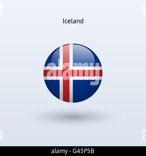 Iceland round flag. Vector illustration. Stock Vector