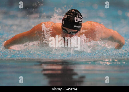 Loughborough University's Joseph Roebuck during the Men's Open 200m Butterfly semi-final during the British Gas Swimming Championships at the Manchester Aquatic Centre, Manchester. Stock Photo
