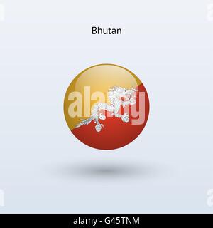 Bhutan round flag. Vector illustration. Stock Vector