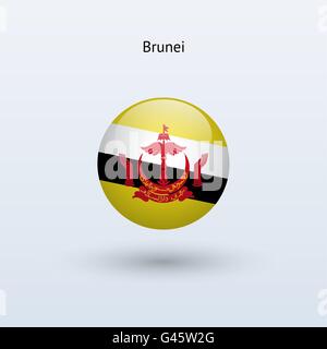 Brunei round flag. Vector illustration. Stock Vector