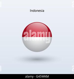Indonesia round flag. Vector illustration. Stock Vector