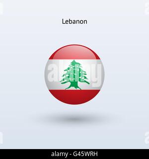 Lebanon round flag. Vector illustration. Stock Vector