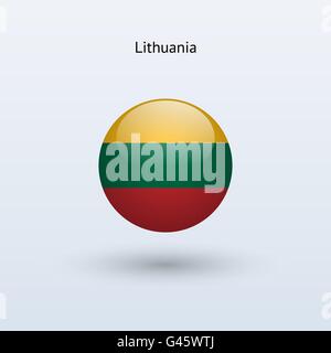 Lithuania round flag. Vector illustration. Stock Vector