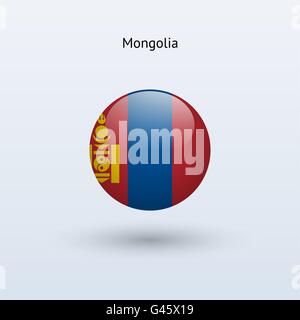 Mongolia round flag. Vector illustration. Stock Vector