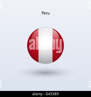 Peru round flag. Vector illustration. Stock Vector