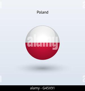 Poland round flag. Vector illustration. Stock Vector