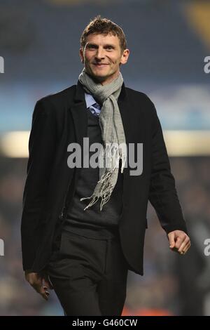 Former Chelsea player Tore Andre Flo takes to the pitch at half time Stock Photo