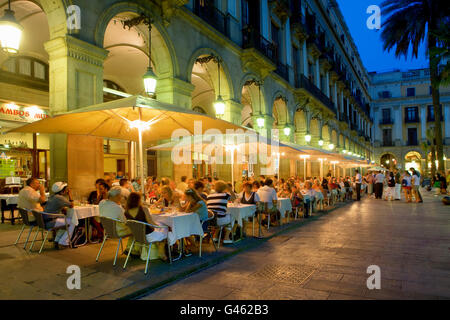 The plaza Real at night in Barcelona Stock Photo