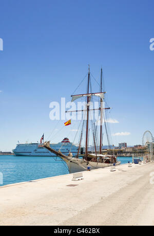 Ferry At The Harbor Of Malaga, Andalusia, Spain, Europe Stock Photo - Alamy