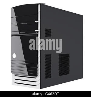 Big black gaming computer case mostly of steel. 3d graphic Stock Photo