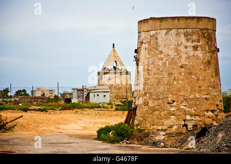 Mulino a Vento, windmill, Trapani Sicily, Italy, Mediterranean Stock Photo