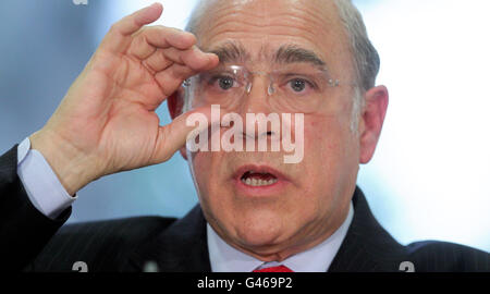 Angel Gurria, OECD Secretary-General at the Treasury, London, during the launch of the Organisation for Economic Co-operation and Development's Economic Survey of the UK. Stock Photo