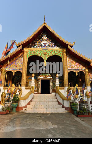 Wat chomkao manilat temple in Huay Xai, capital of Bokeo province Laos Stock Photo