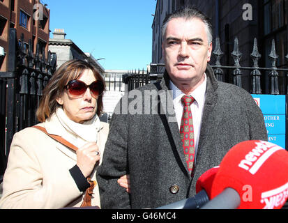 Ian Bailey and his partner Jules Thomas outside Dublin's High Court as Bailey, faces extradition to France for questioning over the murder of a film-maker, a court ruled. Stock Photo
