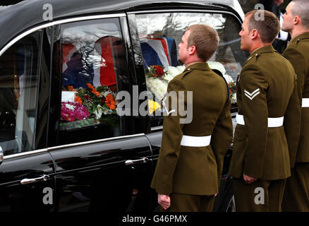 The coffin of Army dog handler Lance Corporal Liam Tasker from the ...