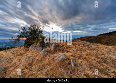 Mountain landscape with clouds on Golija mountain, Serbia Stock Photo