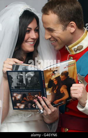 Lookie likies of Kate Middleton and Prince William at Waterstones, Picadilly, London, during the launch of a new book 'Kate & Wills up the Aisle' by Alison Jackson. Stock Photo