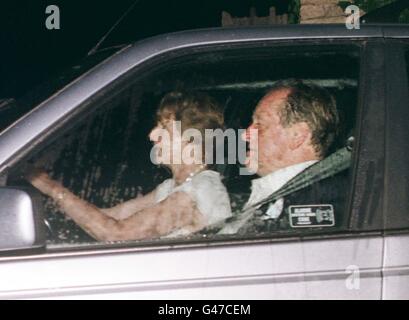 Brig. Andrew Parker Bowles leaves the 50th birthday party of Camilla Parker Bowles in the early hours of this morning (Saturday) held at Highgrove House near Tetbury, Gloucestershire. Photo Barry Batchelor/PA Stock Photo