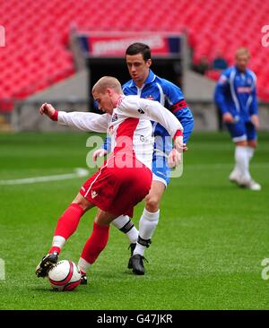 Soccer - Johnstone's Paint Trophy Final - Brentford v Carlisle United - Wembley Stadium. Action from the Johnstone's Paint 5-a-side match Stock Photo