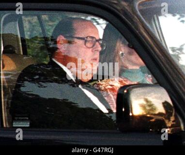 Nicholas Soames arrives for the 50th birthday party of Camilla Parker Bowles at Highgrove House near Tetbury tonight (Friday). The Prince of Wales was hosting the party. Photo by Jay Williams/PA. Stock Photo