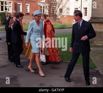 Filer dated 9.3.97, of The Prince and Princess of Wales arriving with their sons Prince William (2nd left) and Prince Harry, for the Confirmation of Prince William at St George's Chapel in Windsor. Diana, Princess of Wales, and her friend, Dodi Fayed, died in a car crash this morning (SUNDAY) in Paris. See PA stories ROYAL Diana. Stock Photo